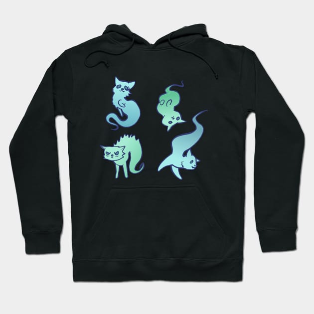 Cat Ghost Pattern Cute Spooky Halloween Design Hoodie by sheehanstudios